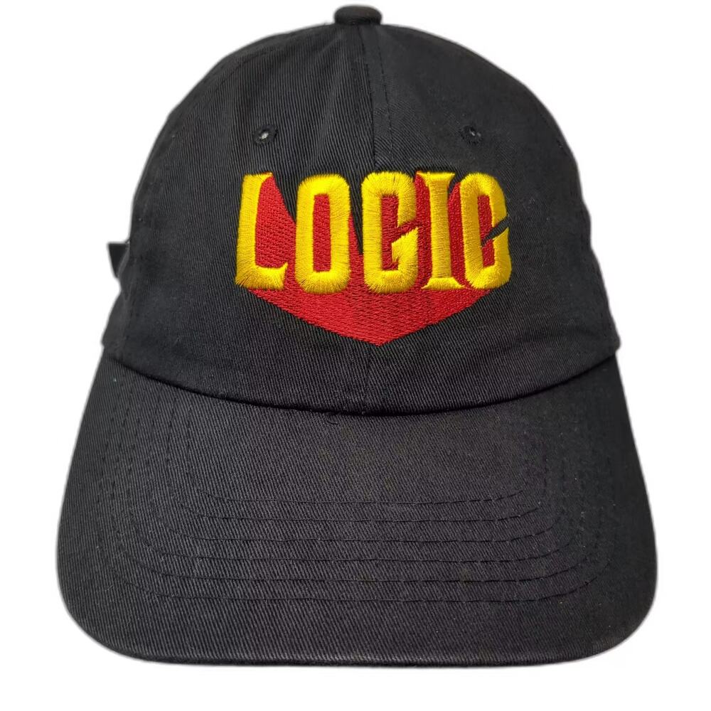 Nissi Caps Logic Baseball Cap Black Yellow Red OS Hat Embroidered Slideback